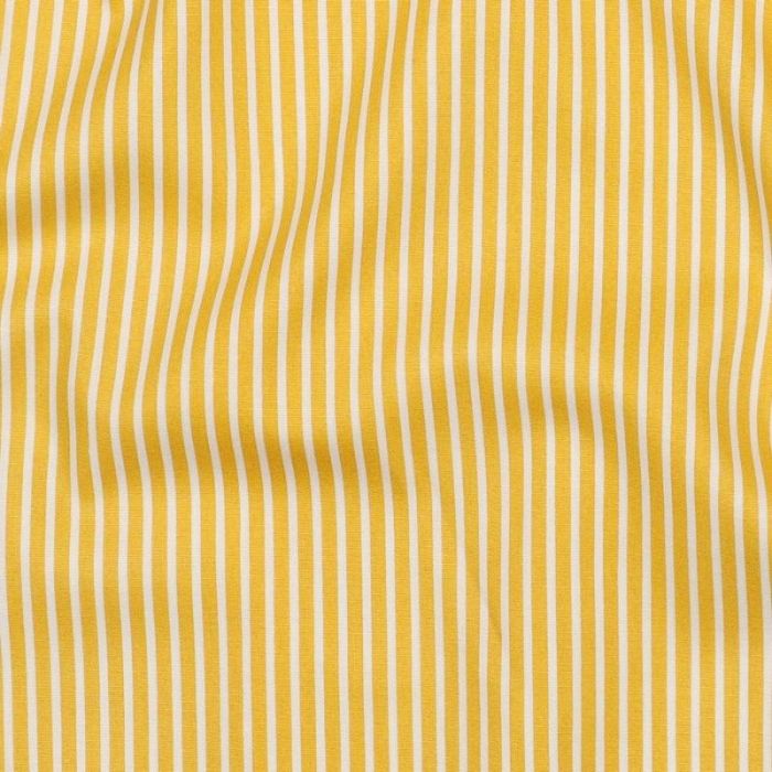 Tissu popeline coton à rayures - jaune x 10 cm