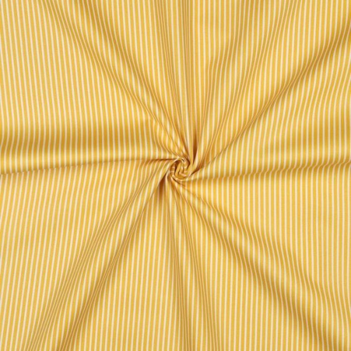 Tissu popeline coton à rayures - jaune x 10 cm