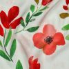 Tissu viscose fleurs coquelicots - blanc x 10 cm
