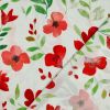 Tissu viscose fleurs coquelicots - blanc x 10 cm