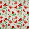 Tissu viscose fleurs coquelicots - blanc x 10 cm