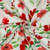 Tissu viscose fleurs coquelicots - blanc x 10 cm