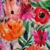 Tissu viscose bouquet de fleurs - multicolore x 10 cm