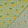 Tissu coton enduit citrons carreaux - vert clair x 10 cm
