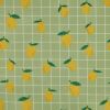 Tissu coton enduit citrons carreaux - vert clair x 10 cm