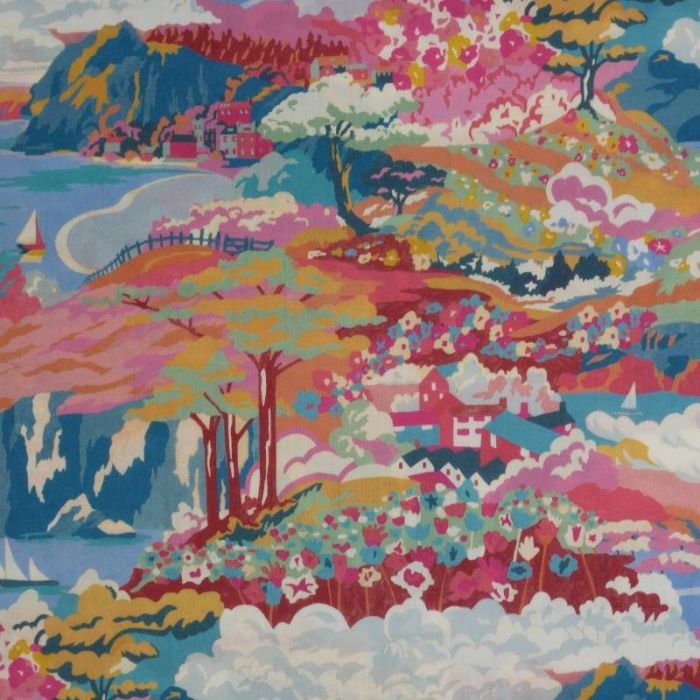 Tissu Liberty of london Coastal Landscape - rose x 10 cm