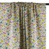 Tissu batiste coton fleurs - vert x 10 cm