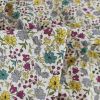 Tissu batiste coton fleurs - vert x 10 cm