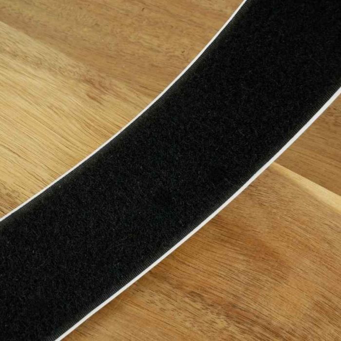 Bande scratch type Velcro adhésif 50 mm - noir x 10 cm