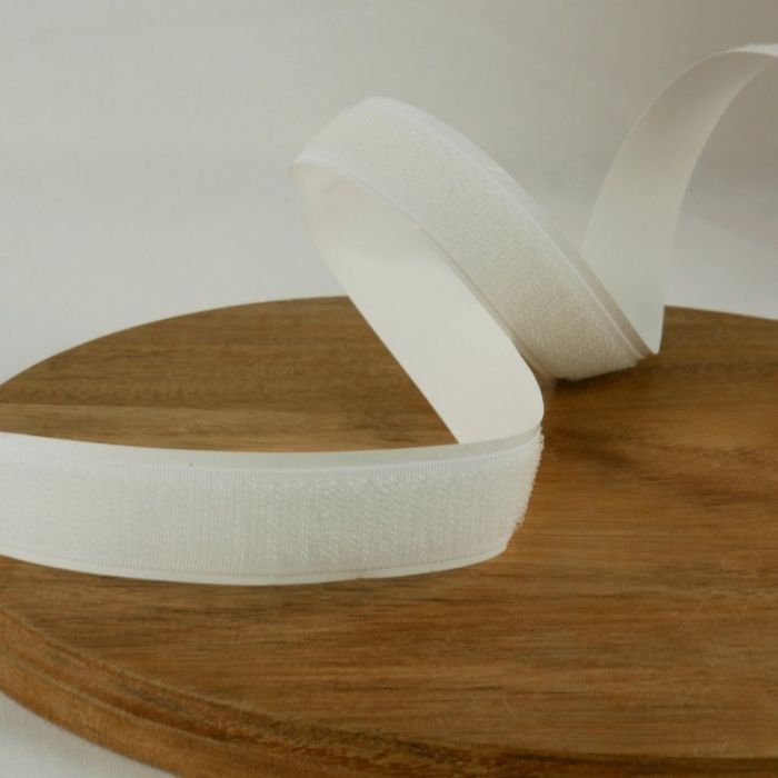 Bande scratch type Velcro adhésif 20 mm - blanc x 10 cm