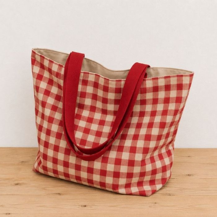 Kit couture Tote Bag à motif vichy rouge