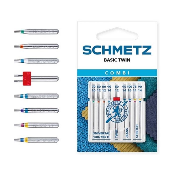 Aiguilles pour machine Assortiment Combi Basic Twin - Schmetz
