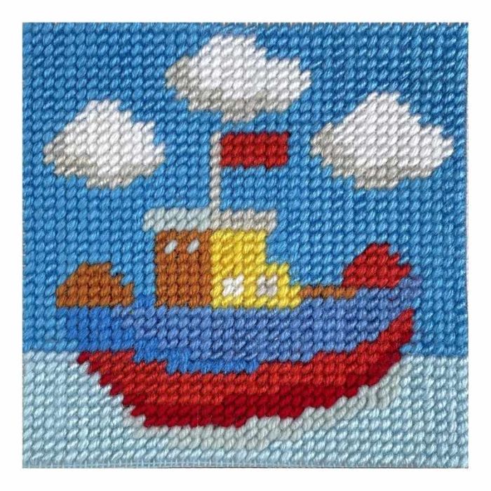 Kit à broder canevas enfant - Bateau