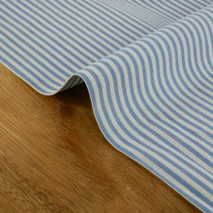 Tissu coton viscose à rayures - bleu x 10 cm