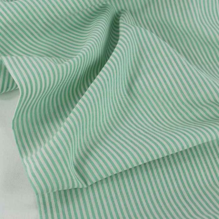 Tissu coton viscose à rayures - vert x 10 cm