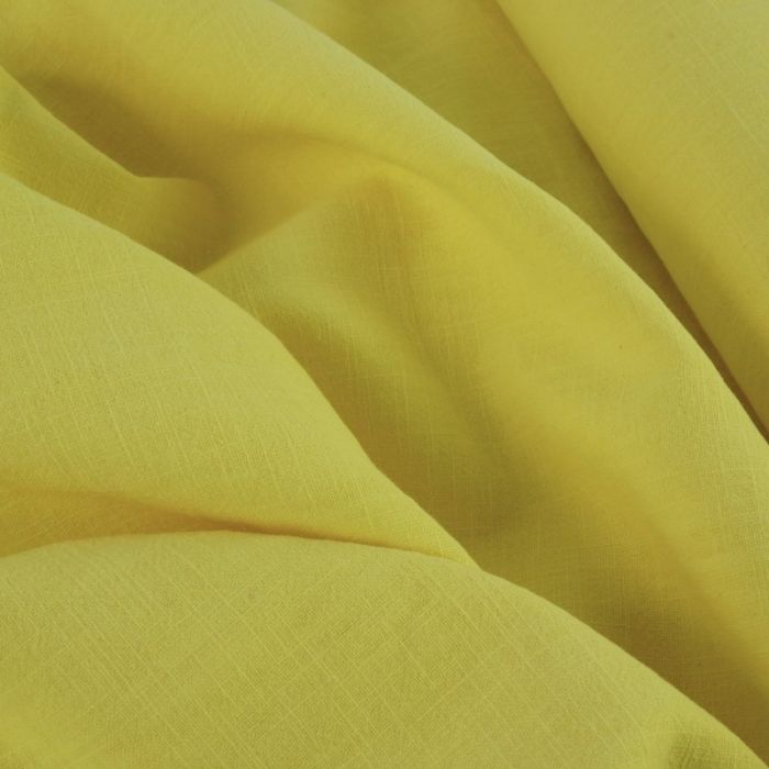 Tissu lin lavé uni - jaune clair x 10 cm