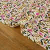 Tissu viscose oeko-tex pétales rose - écru x 10 cm