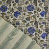 Tissu matelassé réversible fleurs indiennes - beige x 10 cm
