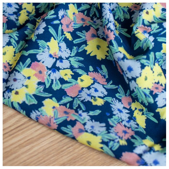 Tissu viscose Blue garden - Lise Tailor x 10 cm
