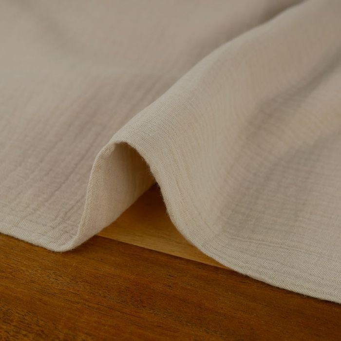 Tissu double gaze - beige x 10 cm