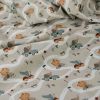 Tissu popeline coton circuit animaux - gris clair x 10 cm