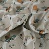 Tissu popeline coton circuit animaux - gris clair x 10 cm
