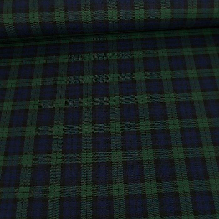 Tissu tartan carreaux stretch - Bleu et Vert x 10 cm