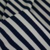 Tissu jersey côtelé fin marinière écru - bleu foncé x 10 cm