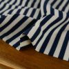 Tissu jersey côtelé fin marinière écru - bleu foncé x 10 cm