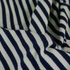 Tissu jersey côtelé fin marinière écru - bleu foncé x 10 cm