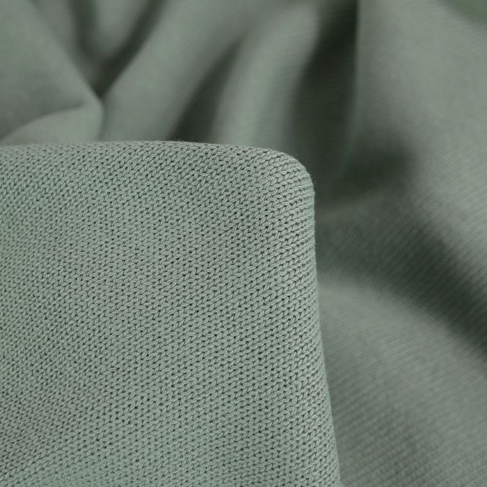 Tissu jersey maille tricoté coton - sauge x 10 cm