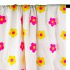Tissu voile broderie fleurs fluo - blanc x 10 cm
