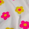 Tissu voile broderie fleurs fluo - blanc x 10 cm