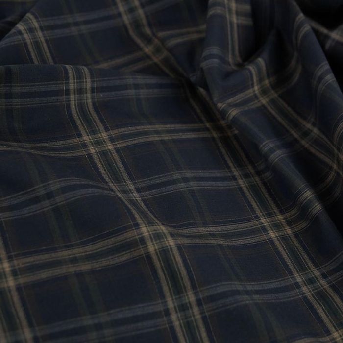 Tissu velours milleraies tartan double face - bleu marine x 10 cm