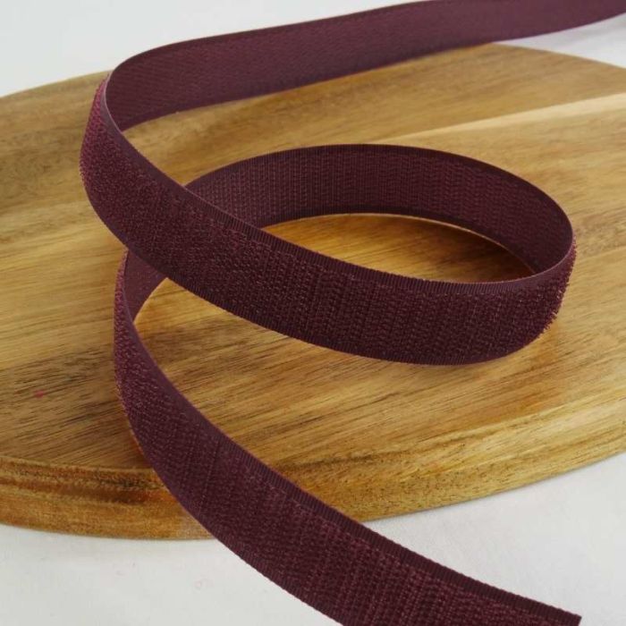 Bande scratch type Velcro à coudre 20 mm - Bordeaux x 10 cm