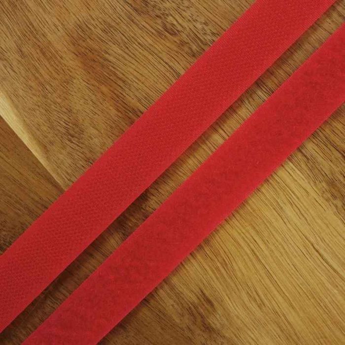 Bande scratch type Velcro à coudre 20 mm - Rouge x 10 cm