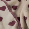 Tissu fausse fourrure Teddy mouton coeur - pourpre x 10 cm