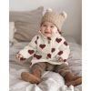 Tissu fausse fourrure Teddy mouton coeur - pourpre x 10 cm