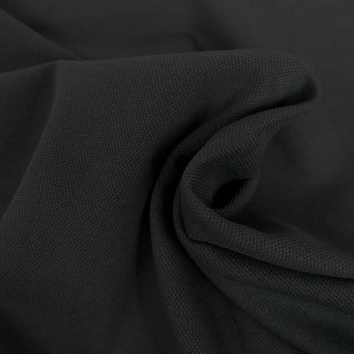 Tissu jersey piqué polo - noir x 10cm