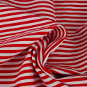 Tissu popeline de coton à rayures - rouge x 10 cm