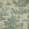 Tissu matelassé réversible toile de Jouy - vert x 10 cm