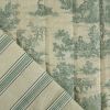 Tissu matelassé réversible toile de Jouy - vert x 10 cm
