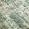 Tissu matelassé réversible toile de Jouy - vert x 10 cm