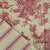 Tissu matelassé réversible toile de Jouy - rouge x 10 cm