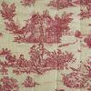 Tissu matelassé réversible toile de Jouy - rouge x 10 cm