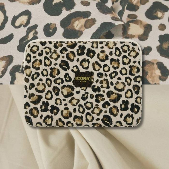 Kit couture - pochette ordinateur matelassée léopard beige