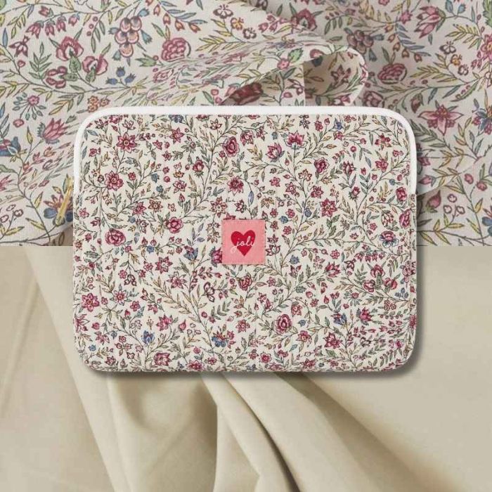 Kit couture - pochette ordinateur matelassée fleurs indiennes