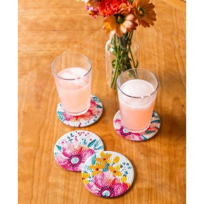 Kit Diamond Painting sous-verres fleurs modernes - Diamond Dotz