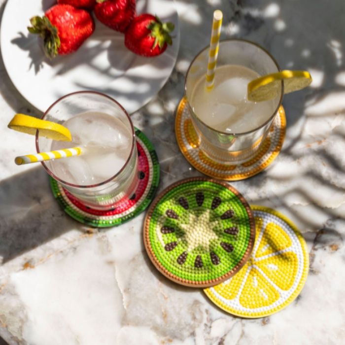 Kit Diamond Painting sous-verres tutti frutti - Diamond Dotz