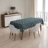 Tissu coton enduit fleurs bleues - vert x 10 cm